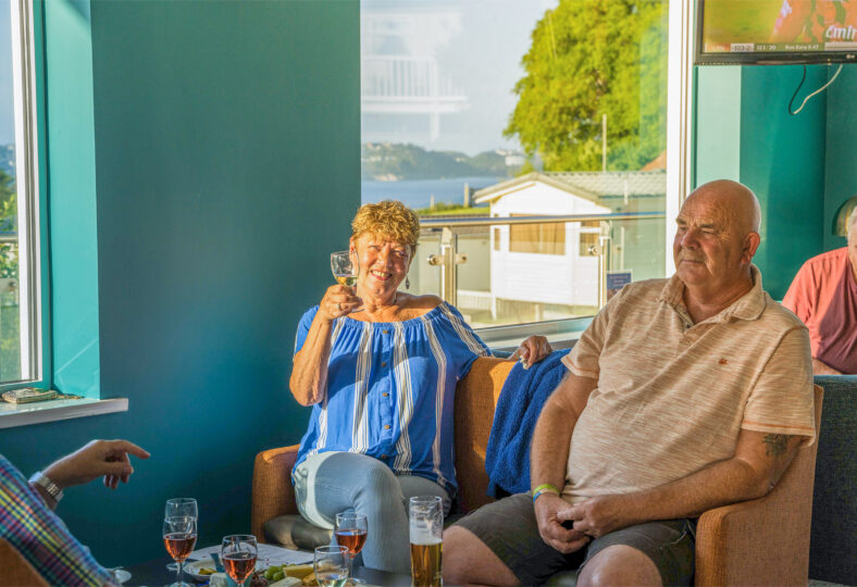 Owners' Lounge. Elderly couple sitting in the Owners' Lounge at Beverley Holidays