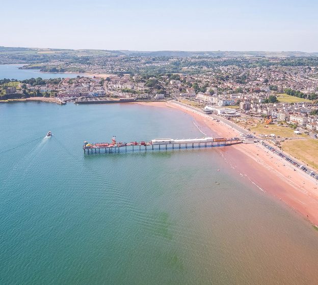 Paignton Beach in Devon with famous Pleasure Pier