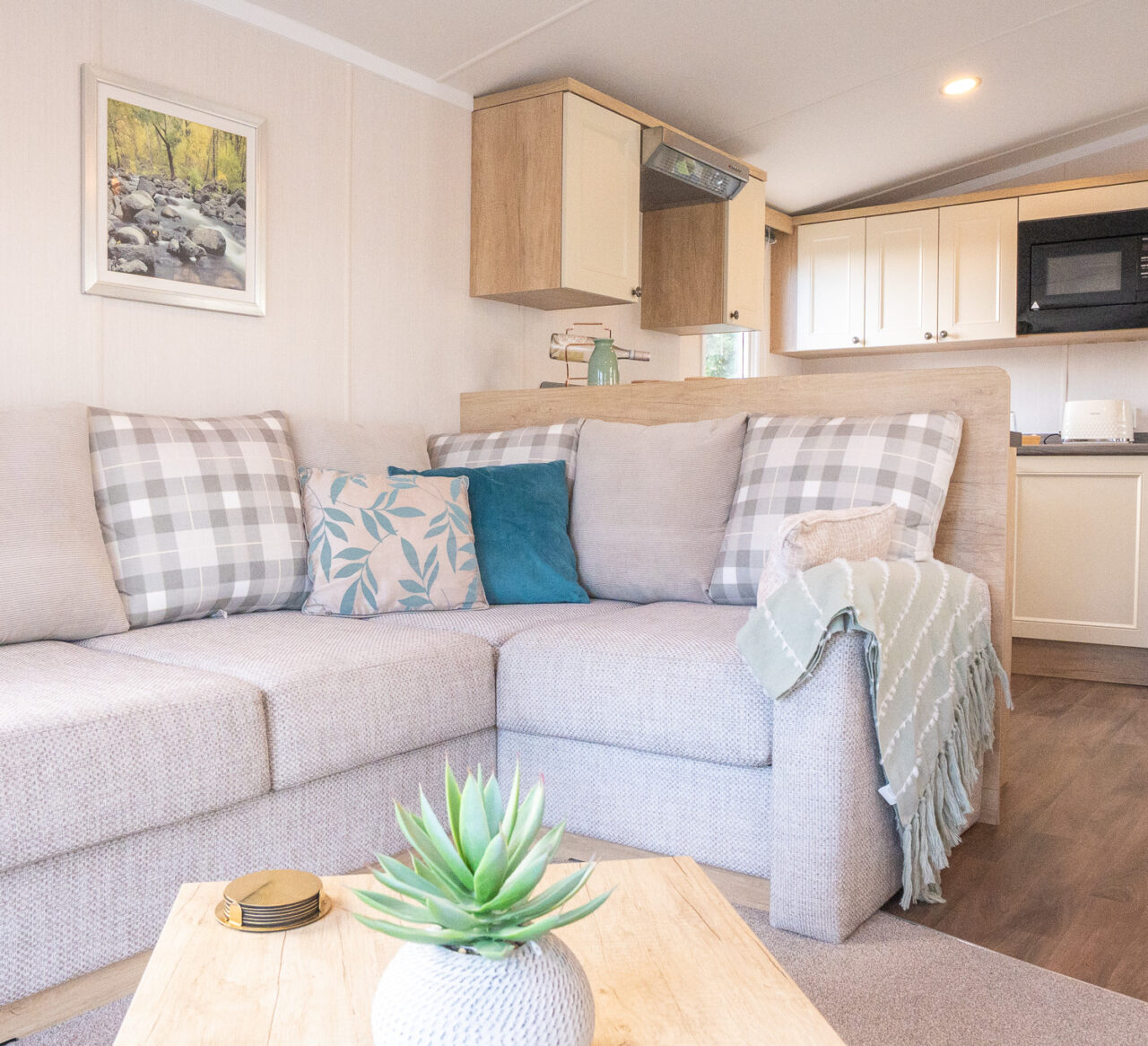 Swift Burgundy Caravan Living Area