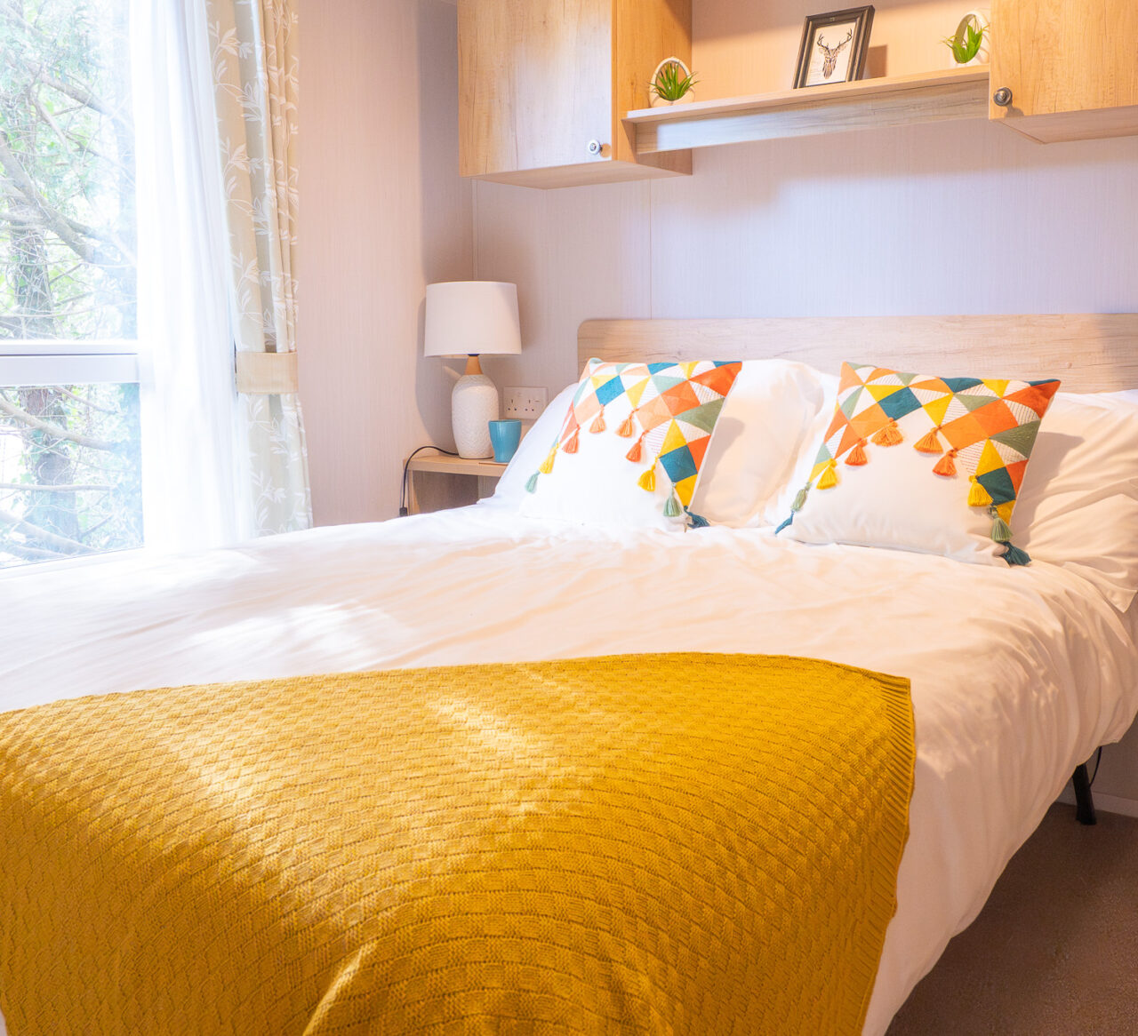 Swift Burgundy Caravan main Bedroom