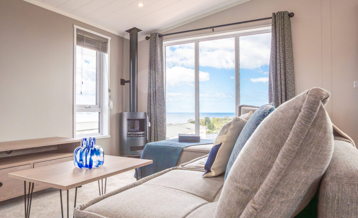 Victory View Lodge lounge area showing sea view