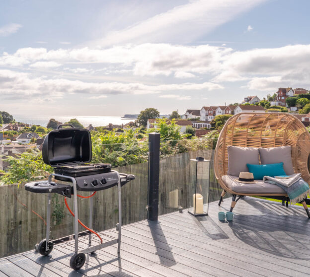 Beverley View Lodge. Sea view from decking.