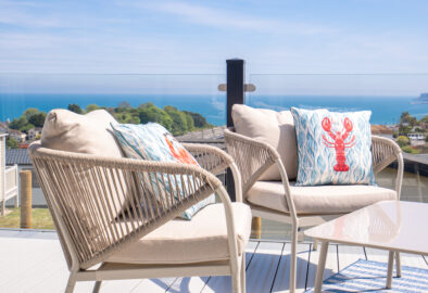 Victory View Lodge decking with sea view
