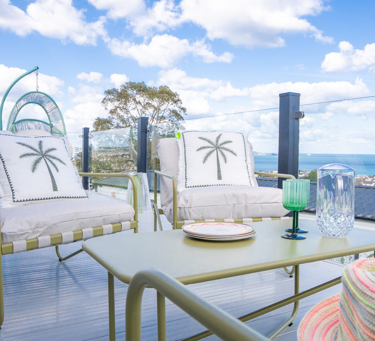 Regal Harbour luxury lodge decking with outdoor furniture