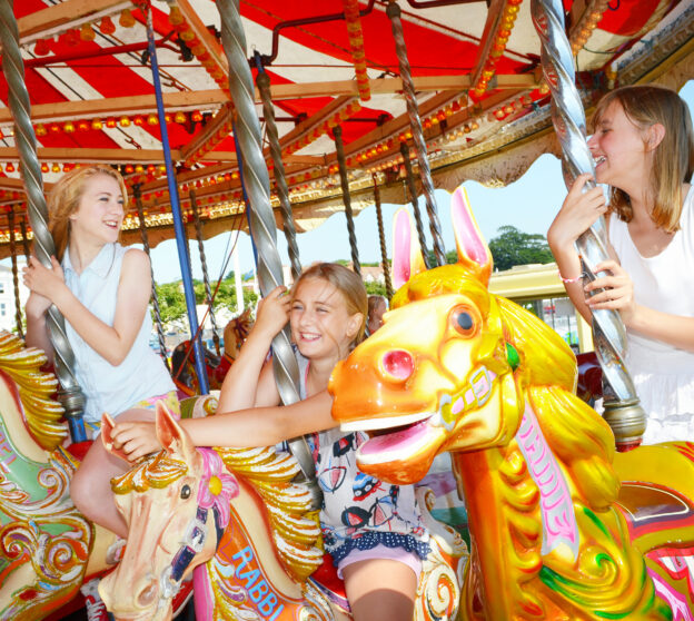 Children on Merry-go-round at Paignton Festival
